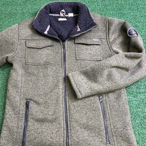 Ascend Base Camp Approved Green Fleece Sherpa Lined‎ Full Zip Jacket Mens Medium